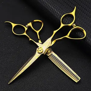 Damascus Hairdressing scissors Gold Professional 6 '' haircut thinning