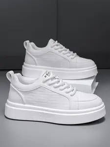 Men's Classic White Minimalist Sneakers | Casual Skate Shoes | Versatile Everyday Wear | Fashionable Sneakers