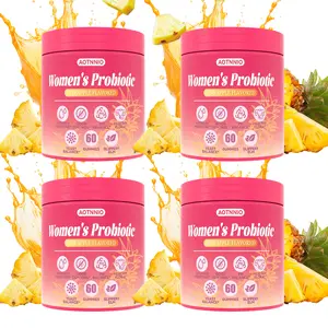 Feminine Probiotics Gummies Pineapple Flavor, 60 Count with Slippery Elm, Prebiotics Lactobacillus Blend for pH Balance