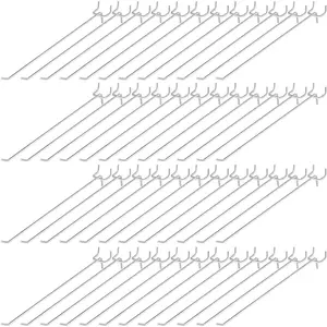 100 Pack Stainless Steel Pegboard Hooks Shelving Display Hanging Holders for 1/8 and 1/4 Pegboard Garage Storage Tools Organizer (10 inch)