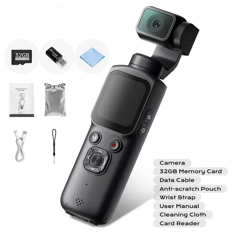 4K Vlogging Camera, Pocket Digital Camera for YouTube with 330° Rotating Lens,WiFi,1.72" Touch Screen,Face Tracking,32GB TF Card & Tripod,Handheld Camera for Daily Recording，summerwins,father'sdaygifts, Streaming, Video Camera Recorder