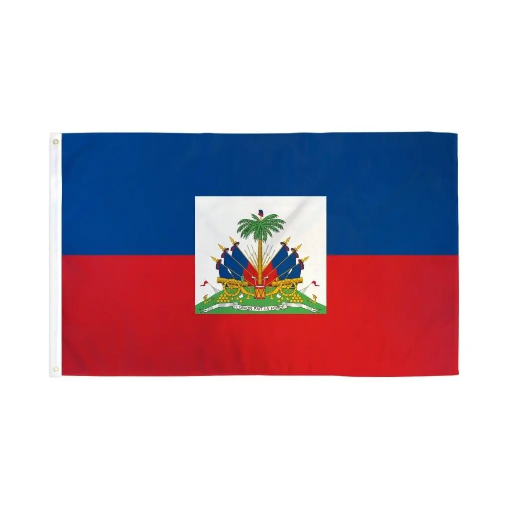 Haiti 3x5ft DuraFlag - 200D Nylon with Brass Grommets, Bold Colors, Durable Construction for Indoor-Outdoor Use - Home Door Decoration, Banners, Party Decoration Supplies