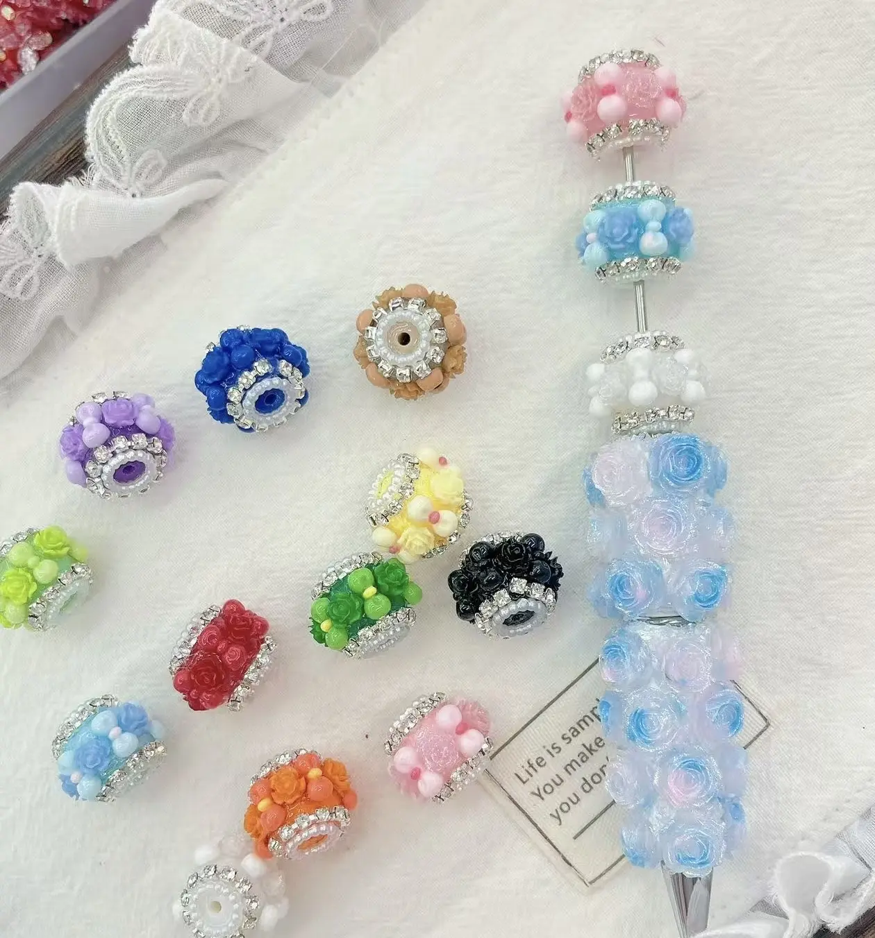 fancy beads and fancy pen  $5 for 6pcs beads