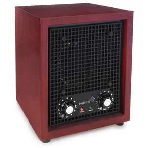 Ivation Ozone Generator Air Purifier Ionizer & Deodorizer Cherry Wood Finish Stainless Steel Cabinet Purifies Up to 3500 Sq Ft