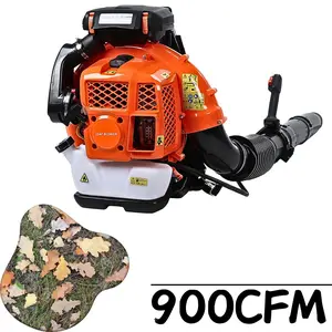 80CC Backpack Jet Blower | Gas Powered with 900CFM for Powerful Lawn Clearing | Professional Leaf Blower for Yard, Dust & Debris (Orange)