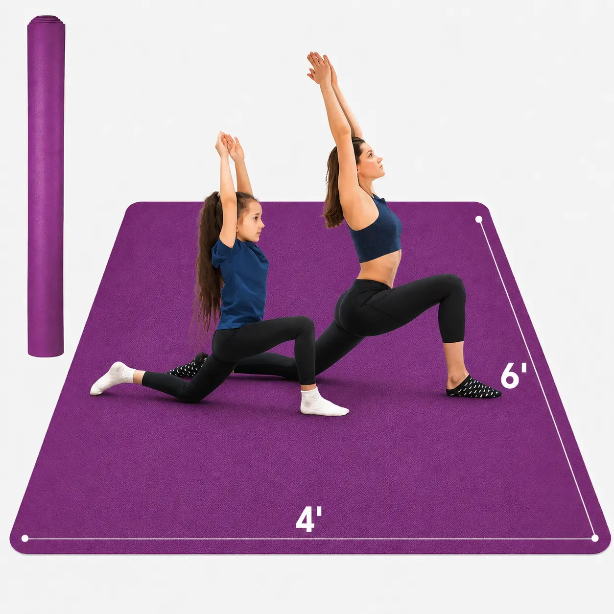 72''x48'' Large Yoga Mat, Extra Thick TPE Workout Mat | extra large exercise mat, non-slip TPE cushioning for joint relief, pilates stretching, apartment noise dampening