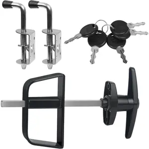 Door Latch Kit with 5-1/2" Stem T-Handle Lock, 5 Keys and 2 Packs Spring Loaded Latch Hardware - Ideal for Sheds, Playhouses, Chicken Coops, RVs, Garages