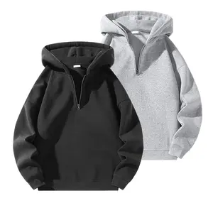 2PCS unisex fashion casual sweatshirt, half zip design, regular fit, drop shoulder sleeves, long sleeves, suitable for everyday wear, can be given as a gift to others