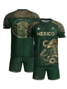 Mexico Aztec Eagle Heritage Soccer Jersey, Grit Son Sport, Fitted Tee Without Button, All Seasons, Natural Waist, Long Regular, Soccer Jerseys Set