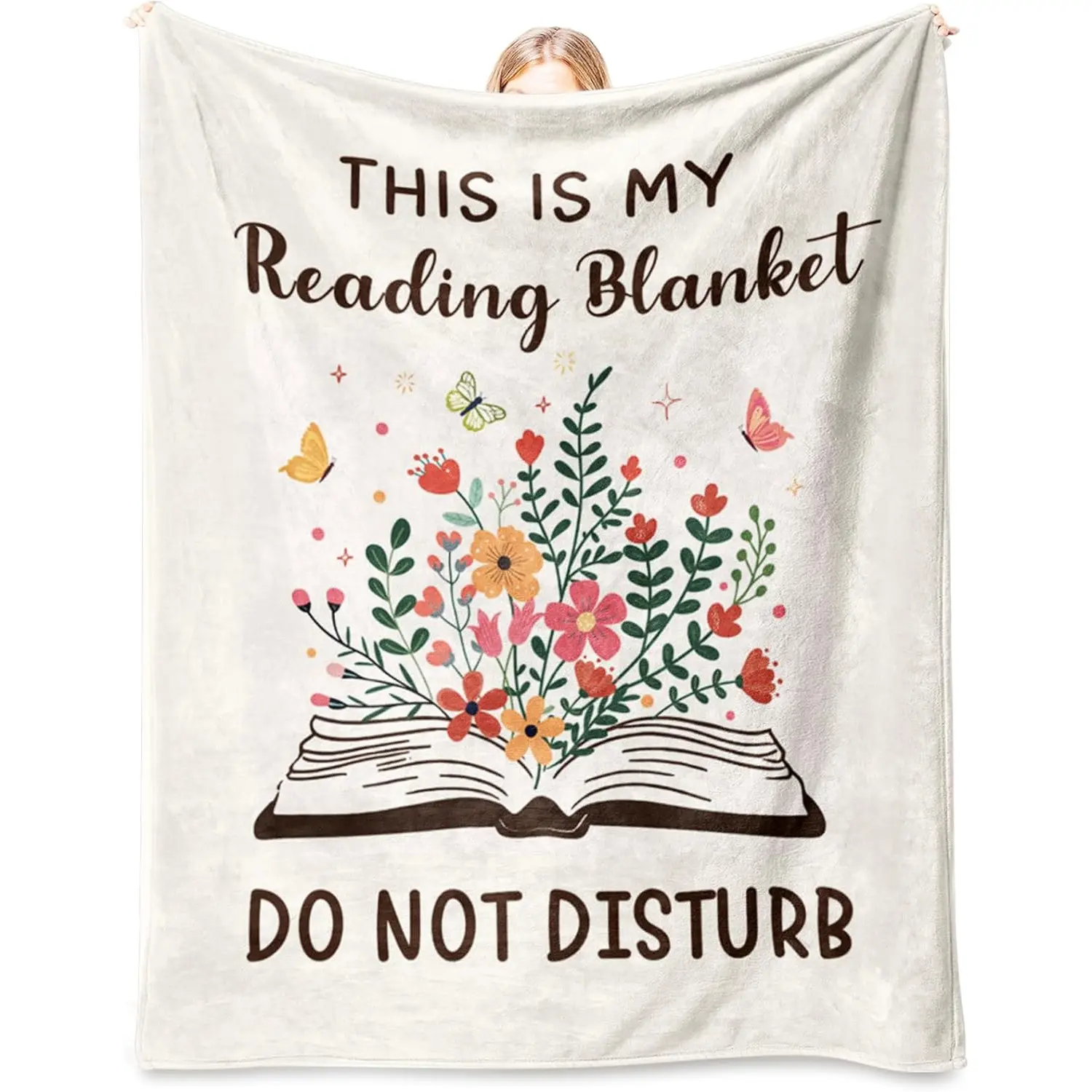 [Back to School] Book Lovers Gift for Women Men,  Soft Flannel Book Reading Blanket, Book Readers Gifts for Birthday Anniversay, Reading Accessories, Bookish Bookworm Gift - Printed on One Side