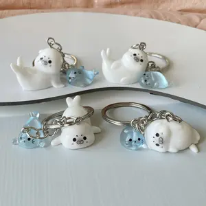 1/4/8pcs Random Cartoon 3D Night Glow Seal Keychain Set, Cute Keychains, Beautiful Decorative Pendants, Perfect Holiday Gift for Men and Women