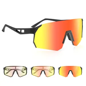 Photochromic Lens Sunglasses - UV Reactive Sports Glasses TR90 Nylon Frame Adjustable Tint Unisex Design Ideal for Cycling Running Outdoor Activities