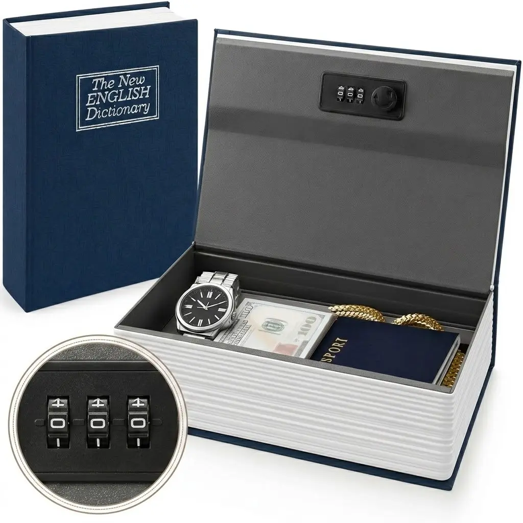 【Back to School】 Money Box, Hidden Book Safe with 3-Digit Combination Lock, Discreet Storage for Cash, Jewelry, Cards & Important Documents, Compact Portable Safe Box for Dorm, Home & Travel, Perfect for Students & Adults