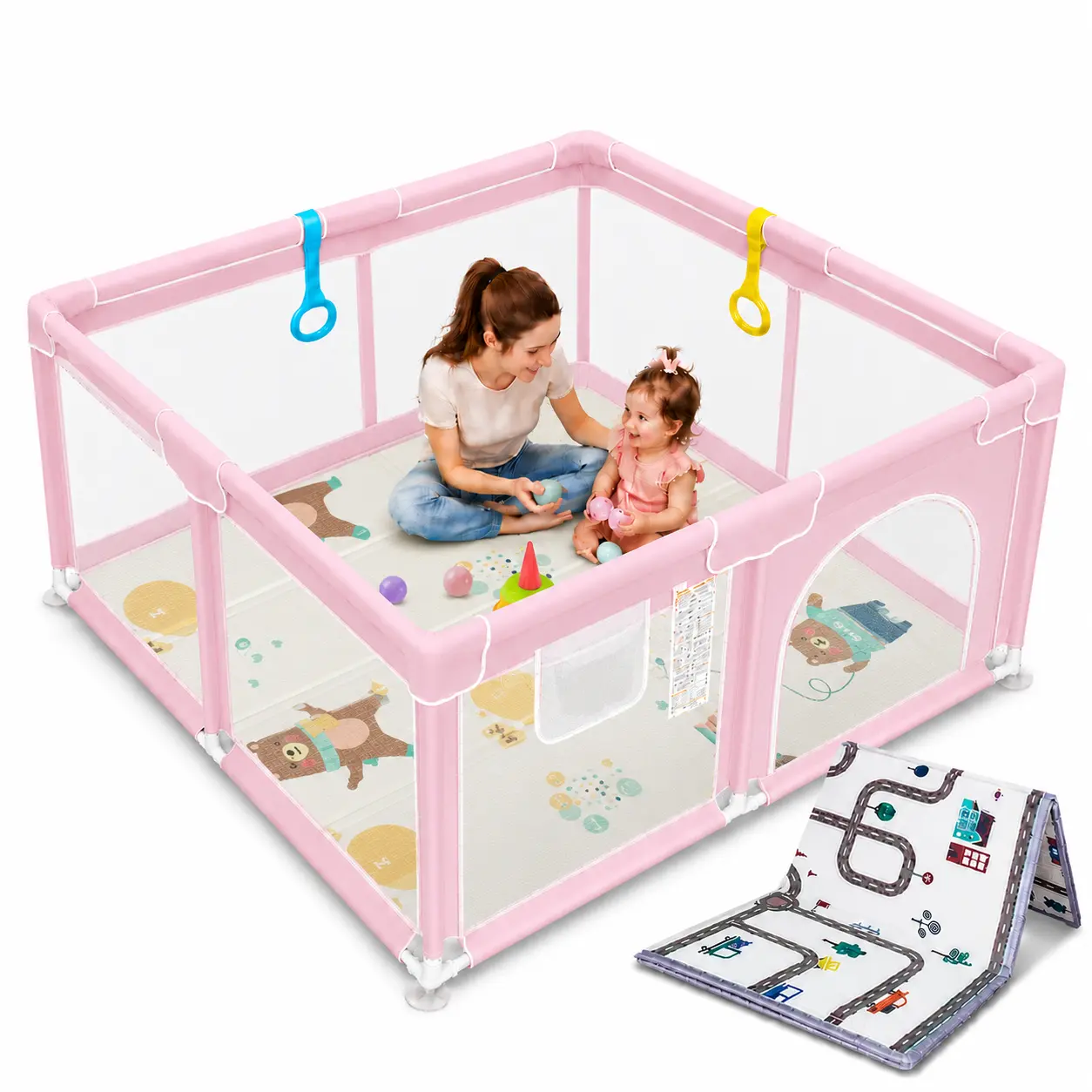 Baby Playpen with Anti-Slip Mat - Kids Outdoor Play, Indoor Activity Center with Gate, Portable Safety Fence for Toddlers