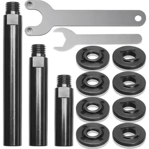 Angle Grinder Attachments Kit with 3 Extension Rods (5.5"/4"/3"), 4 Sets Flange Nut Assemblies & 2 Spanner Wrench - 5/8"-11 Thread Compatible with