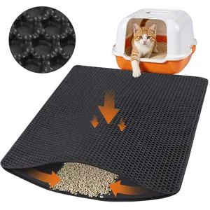HEBEMAT Pet Small Litter Trapping Mat, Easy to Clean Litter Box Mat, Waterproof, Urine-Proof, Non-Slip Kitty Litter Mats for Floor