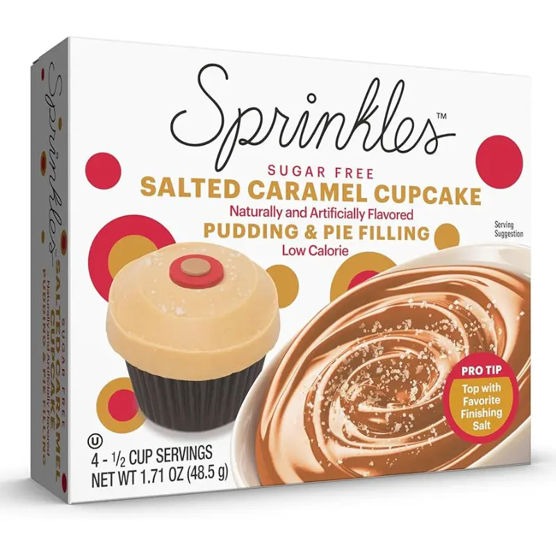 3x Sprinkles Sugar Free Salted Caramel Cupcake Pudding & Pie Filling - Gourmet Dessert Mix Keto Friendly Low Calorie Snacks Treats Instant Filling Baking Ingredients Kitchen Essentials Sweet Tooth Bulk Lot Bundle Wholesale 1.71oz 3ct