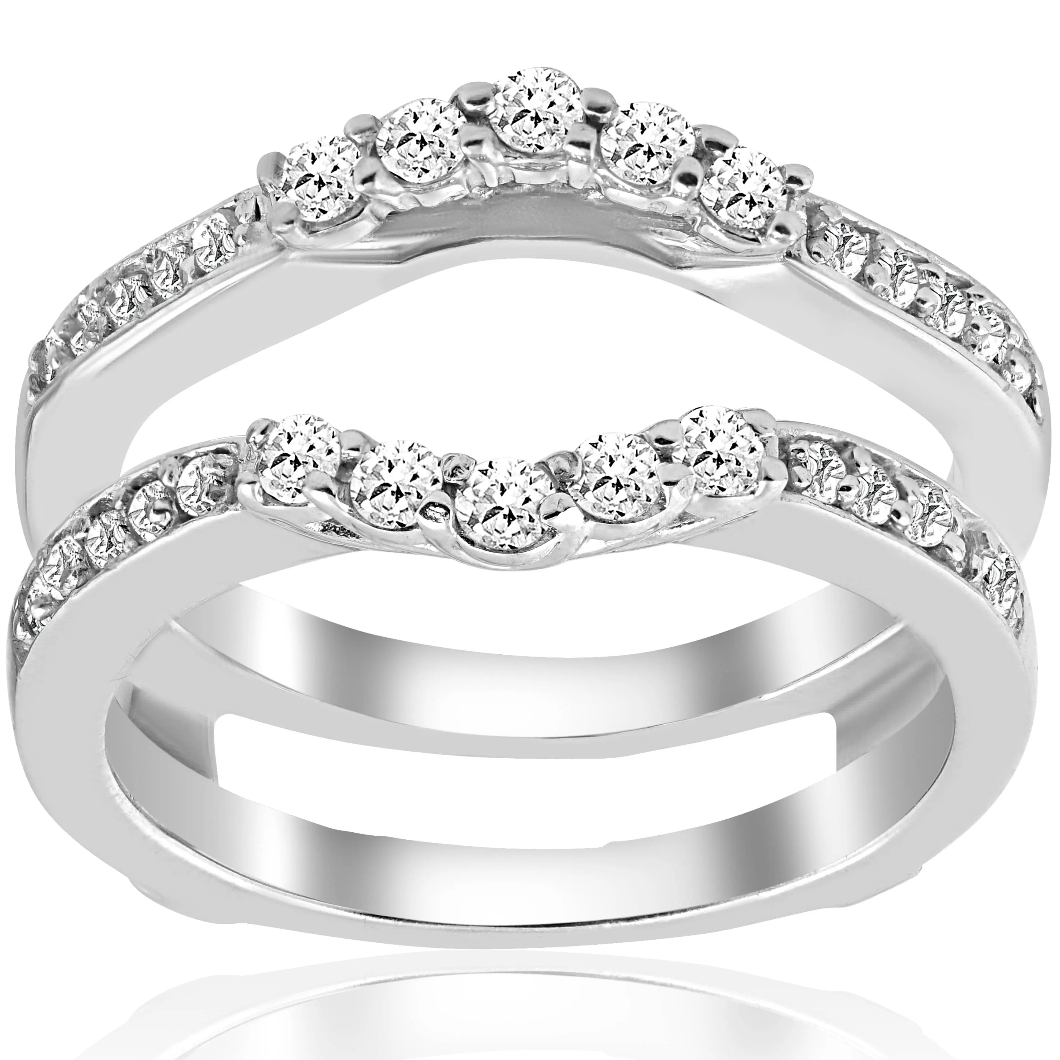 1/2ct Diamond Guard Ring Insert Enhancer 14K White Gold