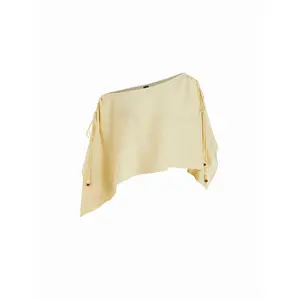Cider Linen-blend Asymmetrical Neck Drawstring Cloak Sleeve Oversized Blouse SummerFinds