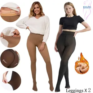 EOJN Womens Fleece lined Tights, Ladies Warm Pantyhose Leggings Thick translucent Stretchy Winter stockings For Women Minimalist Warm-lined Basic Tights Slim,Everyday fashion,2 Pcs