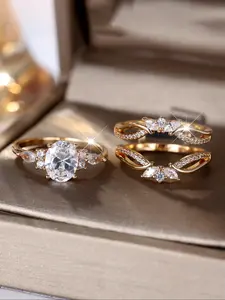 Egg Shaped Artificial Gemstone Ring, Elegant Engagement Ring Set for Women, Fashion Engagement Rings, Fashion Jewelry for Party, Daily Clothing Decor, Trendy All-match & Exquisite Jewelry for Birthday Gift, Artificial Zircon Rings