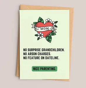 Funny Mother's Day Card - Nice Parenting, No Dateline, Greeting Card with Envelope