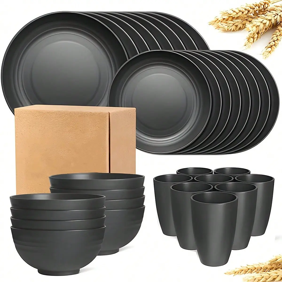 Sturdy Polystyrene Disposable Tableware Set - Eco-Friendly 16/32pcs with Plates, Bowls, Cups, Cutlery - Home & Festive Supplies for Christmas, Housewarming Gatherings