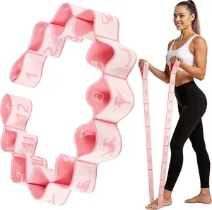 Multi-Loop Yoga Stretch Strap with Numbered Loops, Non-Slip Fabric Resistance Stretch Band for Flexibility Training and Mobility Exercise, Stretching Strap for Yoga, Pilates, Dance, Gymnastics, Warm Up and Home Workout
