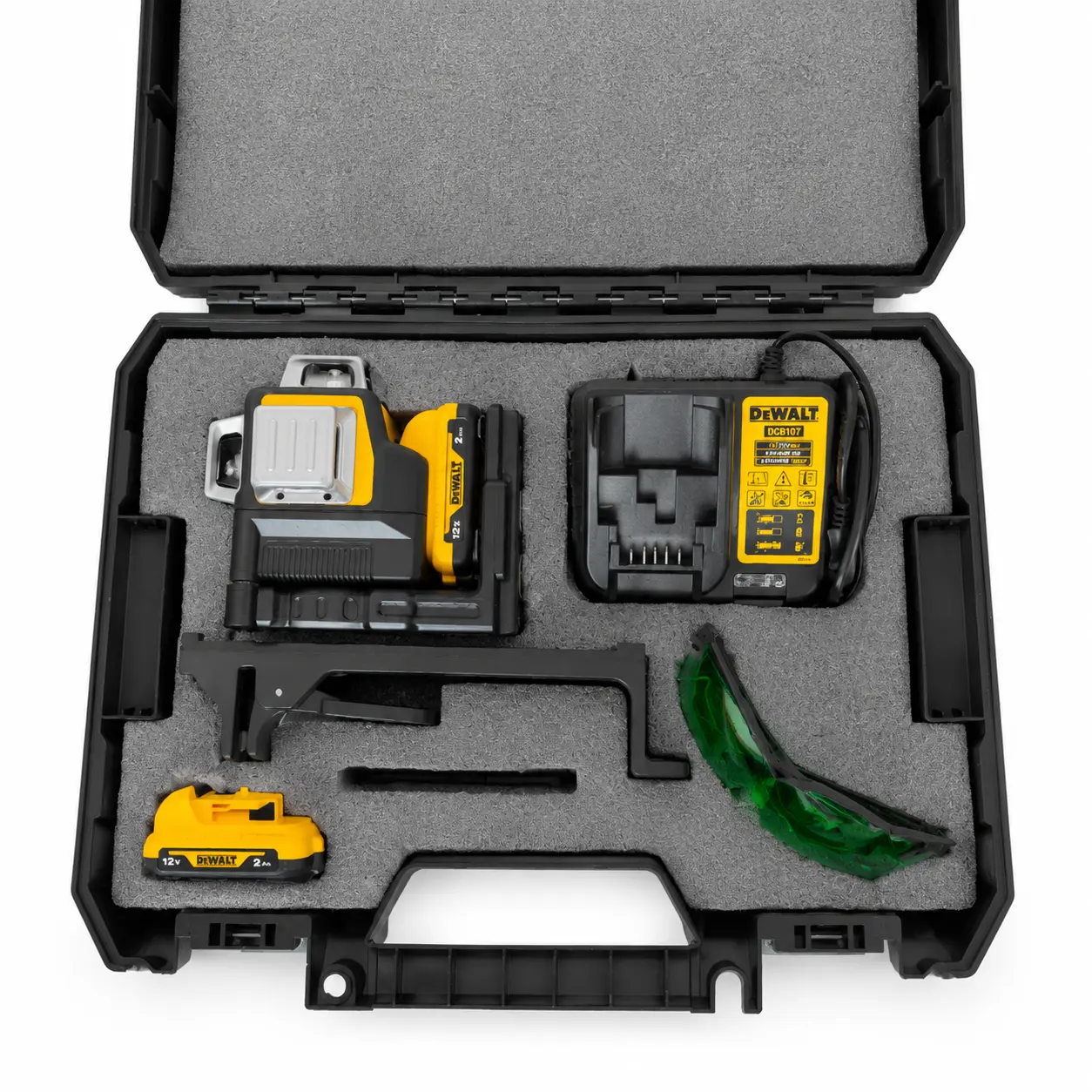 DEWALT DW089LG Green 3×360° Self-Leveling Portable Laser Level Unit Tool Kit, Room-Leveling, Includes Charger, Battery & Carrying Case, Ideal for Whole-Room Renovation & Woodworking Layout Measuring