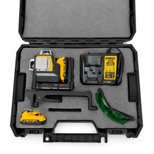 DEWALT DW089LG Green Laser Level Kit! 3×360° self‑leveling for the whole room – battery, charger, and carrying case all included! #DEWALTTools #WoodworkingRenovation tools