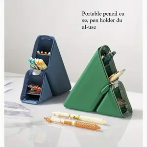 Foldable Silicone Pen Holder, Large Capacity Expandable Pencil Cup for Desk, Study, and Office Use