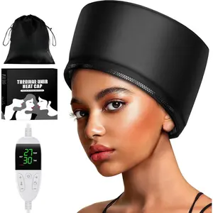Heat Cap for Deep Conditioning: Adjustable Temperature up to 176? 9 Timer Settings Hair Steamer for  Hair Home Use Thermal Steam Cap for Black Hair Portable Heating Caps for Hair