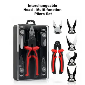 [Summervibes] 5-in-1 Interchangeable Pliers Set, Multi Tool with Wire Cutter & Stripper, High Carbon Steel Electrician Pliers for DIY, Home Repair, Automotive Use
