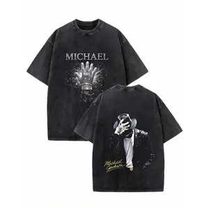 100 Percent Cotton Oversized Vintage T-Shirt Michael Jackson Glove And Signature Design Summer Streetwear Fashionable Street Retro Style # Michael Jackson # Jaafar Jackson # biopic # music legend