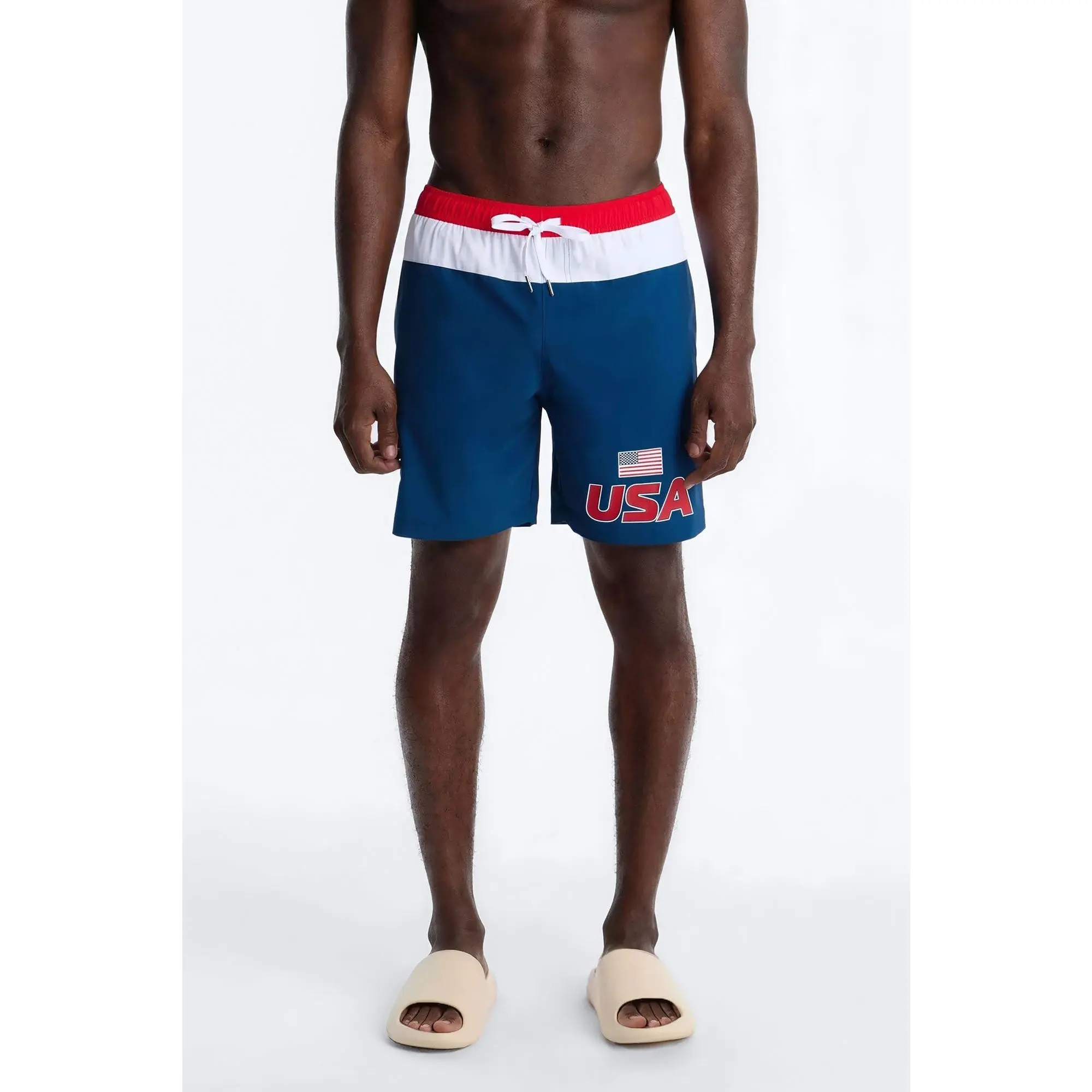 USA International Printed Swim Trunk 7″ - Navy