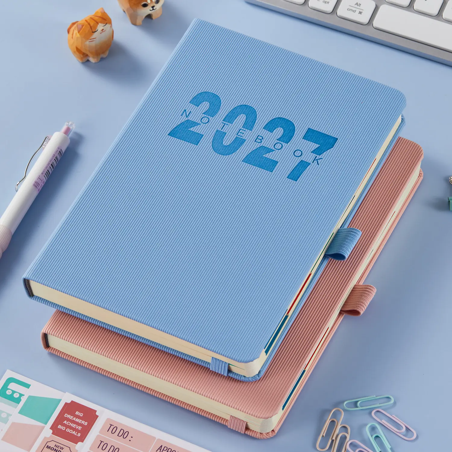 2027 A5 Hardcover Leather Planner, 5.5"x8.3" Color-Coded Appointment Books & Planners, Jan-Dec Daily-Monthly-Hourly Calendar, Colorful Monthly Tabs, 4 Planning Stickers, Agenda for Women/Men, A5 Size