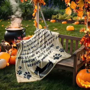 1 piece Pet Groomer Service Commitment and Care Code themed flannel blanket - All-season flannel blanket, suitable for sofas and beds, super soft and comfortable, modern design style, digitally printed pattern, 100% polyester material, machine