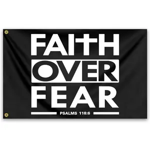 Tapestry  Faith Over Fear Flag 3X5 Ft Bible Scripture Verse Christian Flag Polyester with Brass Grommets Fitness Motivational for Home Gym College Dorm Room Office Wall Banner Decor Decoration