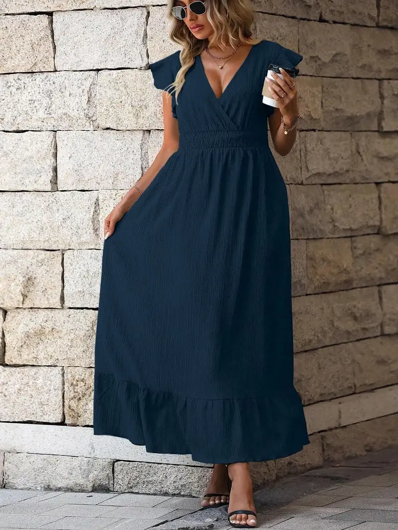 long sleeve navy blue dress - TikTok Shop