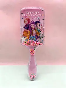 1pcs Witch Squad Square Cushion Comb Cartoon High-Quality Long Handle Sandfall Detangling Hairbrush, Anti Tangle Brush, Grooming Brush, Cute Style, Random Color, All Seasons