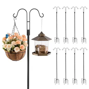 VEVOR Double Shepherds Hooks for Outdoor,  , 8 Pack 60 Inch Heavy Duty Bird Feeder Pole, 3/4 Inch Thick Garden Hooks for Hanging Hummingbird Feeder, Plant Baskets, Solar Light Lanterns,Wind Chimes