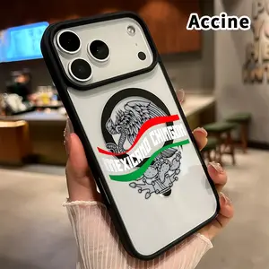 Mexican Emblem Spirit Pattern Magnetic Phone Case for iPhone 17 16  Pro Max Plus 15 14 13 12 11 Air E Non-Yellowing Clear Crystal Drop-proof Slim Silicone Shockproof Transparent Acrylic Cover Supports Wireless Charging