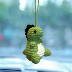 Cute Crochet Dinosaur Car Hanging Ornament, Car Rearview Mirror Hanging Decoration, Car Interior Decoration Accessories, Car Interior Accessory for Women & Men, Car Trinkets