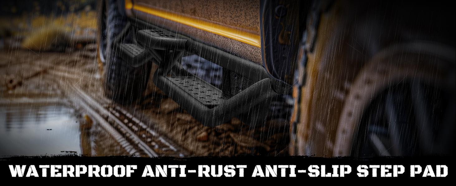 Dodge Ram 2019-2025 1500 New Body Style Crew Cab 4 Full Size Doors, 6" 2-Stairs Side Step Rails Coated Black Carbon Steel Nerf Bars ,Vehicle Accessories Automotive