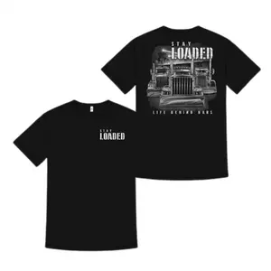 180g[100%cotton]Stay Loaded Life Behind Bars Shirt, Big Rig Truck Graphic Tee, Diesel Trucker Apparel for Men, Gift for Long Haul Drivers and Semi Truck Lovers, Highway Road Trip Outfit