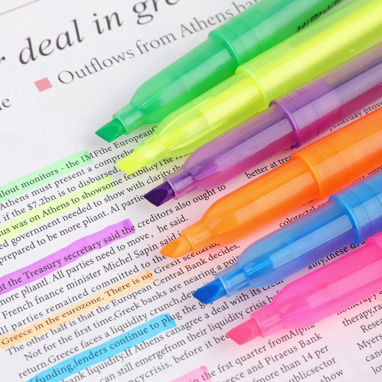 6-Pack Fluorescent Markers, Luminous Markers, 6 Different Colors, Large Capacity Highlighter Pens, Ideal for Students and Professionals, Classroom Supplies, Colorful Note-Taking Tools, Writing Stationery, Bulk Markers