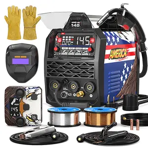 ANDELI MIG-145 145A 4-in-1 MIG Welder, 110V/220V Dual Voltage IGBT Inverter Welding Machine, Gas MIG, No Gas Flux Core, Stick and Lift TIG, Synergic Digital Display Portable Welder, Remote Control Compatible for Garage DIY Repair