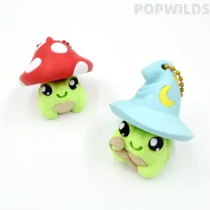 3D Printed Fidget Clicker Toy with Wizard Mushroom Frog Design, Cute Sensory Desk Toy Keychain, Magic Style Collectible Mini Figure for Stress Relief, ASMR Clicking Fun, Gamer Room Decor, Backpack Charm & Creative Gift for Kids and Adults
