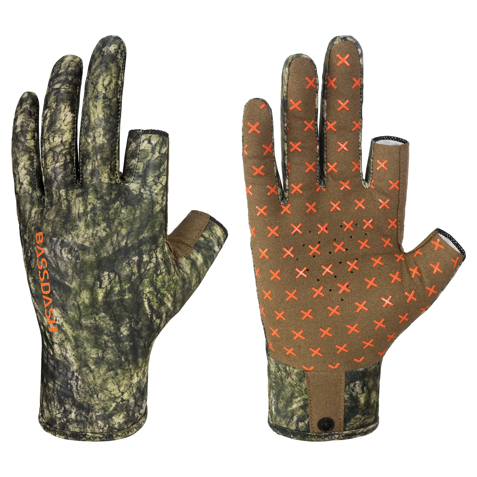 BASSDASH Unisex Fingerless Camo Hunting Gloves for Men's Women's Early Season Warm Weather UPF 50+ Lightweight Fishing Photography HG03
