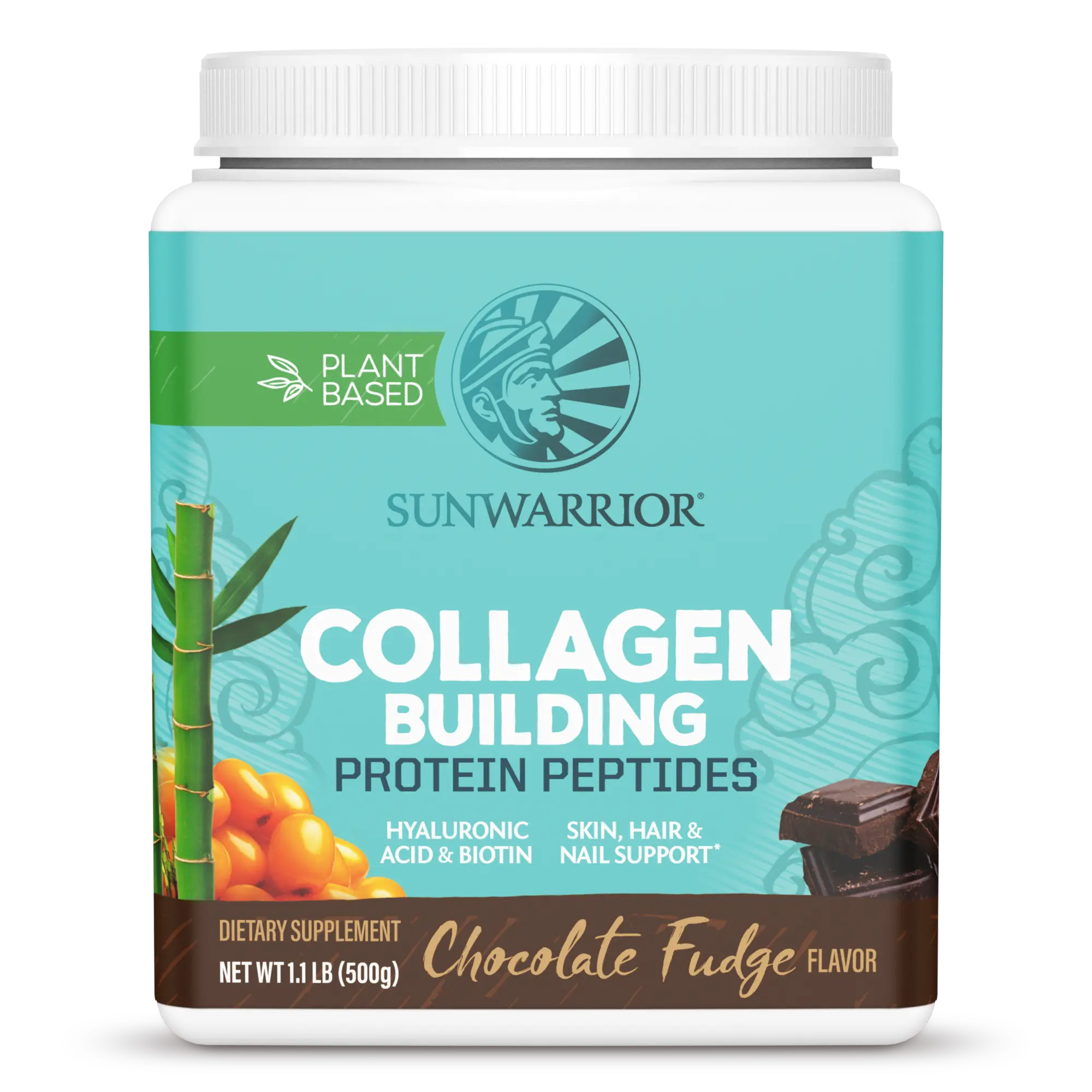 Sunwarrior Collagen Building Protein Peptides-Vegan Collagen Builder-Hyaluronic Acid and Biotin-500g with 1 scoop-Skin, Hair and Nail Support